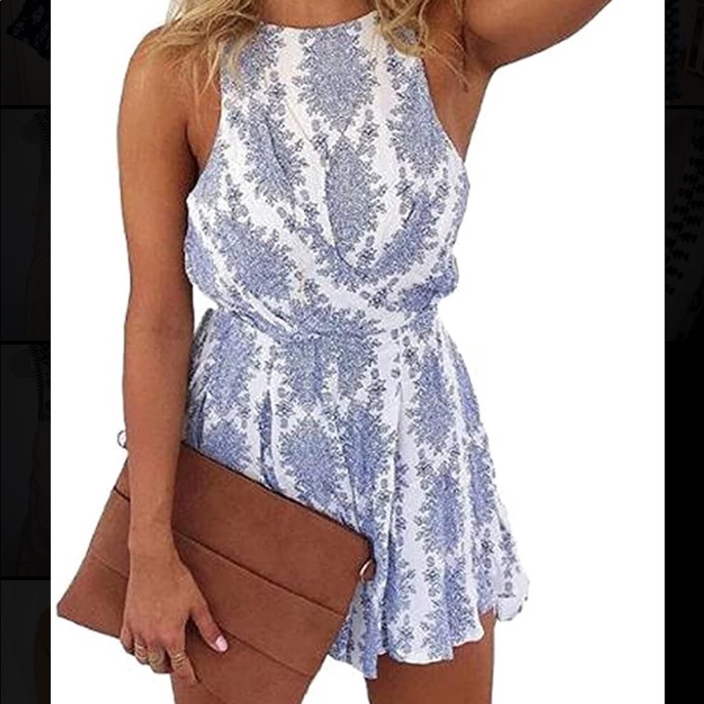 Floral tie back romper